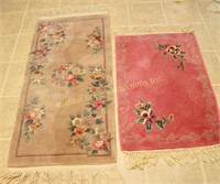 TWO SMALL CHINESE FLORAL CARPET