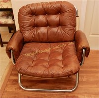 SCANDINAVIAN CHROME AND LEATHER OCCASIONAL CHAIR