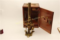 J.G. STEWARD LONDON BRASS MICROSCOPE WITH SLIDES