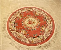 CHINESE FLORAL DESIGN ROUND WOOL CARPET