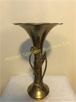 TRUMPET SHAPE ORIENTAL BRASS VASE