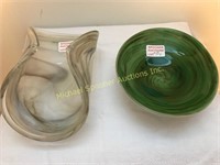 TWO PIECES OF HAND BLOWN MURANO GLASS