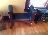 Vintage Leather Bench w/ Arm Rests