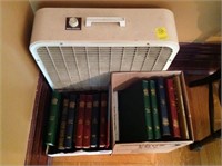 Fan w/ 2 boxes of encyclopedias