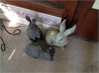 3 Rabbit Statues