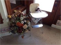 Fake Flower Pot With Highchair and Doll