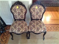 2 floral patter vintage chairs