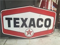 Enamel double sided Texao sign, approx  220 x130cm