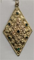 14kt yellow gold Emerald & Diamond Pendant