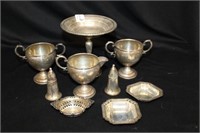 8pc Sterling Compote, Creamer & Sugar, Shakers,