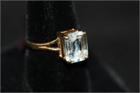 14kt yellow gold Emerald Cut Aquamarine Ring