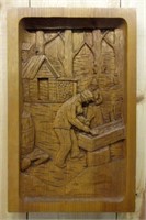 Handcarved Wooden Scene of Woodcarvers