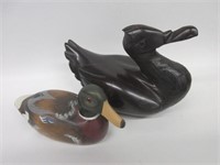 Pair of Handcrafted Wooden Ducks