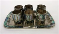 Silver Mexican Shot Glass with Tray