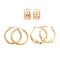 A Trio of Lady's 14K Gold Hoop Earrings