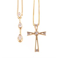 Two Lady's Necklaces with Diamonds in 14K Gold