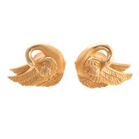 A Pair of Swan Earrings 18K Gold