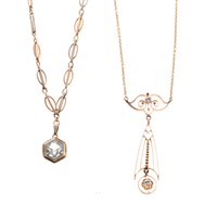 Two Lady's Vintage Necklaces in 14K Gold