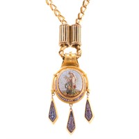 A Lady's Exquisite Micro Mosaic Pendant in 18K