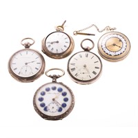 A Collection of Five Open Face Pocket Watches