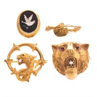 A Collection of Victorian Brooches in Gold