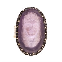 A Vintage Amethyst and Diamond Intaglio Ring