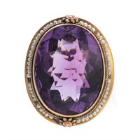 A Victorian Amethyst and Seed Pearl Ring