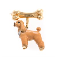 A Lady's French Poodle Brooch in 18K Gold