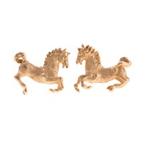 A Pair of Horse Cufflinks in 14K Gold