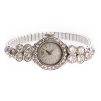 A Lady's Platinum Diamond Dress Watch by Hamilton