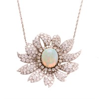 A Lady's Impressive Opal & Diamond Necklace in 18K