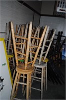 wooden chairs and barstools