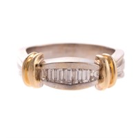 A Lady's Two Toned Baguette Diamond Band