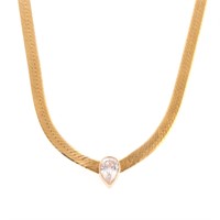 A Lady's Gold Necklace with Pear Shape CZ