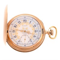 A Gent's Elgin Hunter Case Pocket Watch in 14K