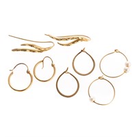 A Collection of Lady's Gold Hoop & Dangle Earrings