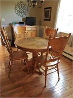 Pedastal Table & 4 Pressed Back Chairs