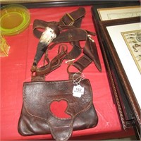 Leather Harness w/Powder Horn & Stag Handle Knife