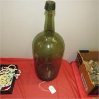 Large Antique Green Glass Whiskey Bottle