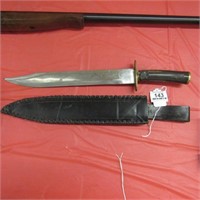 Large Bowie Style Knife with Leather Sheath
