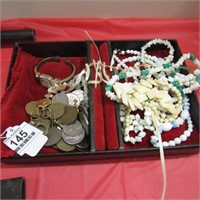 Selection of Estate Costume Jewelry &Foreign Coins