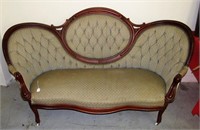 Victorian Settee with Cameo Back on Walnut Frame