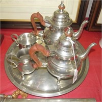 5 Pc Stieff Col Wlmburg Restoration Pewter Tea Set