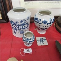 4 Pcs Col Wlmburg Restoration Delft Pots & Tile