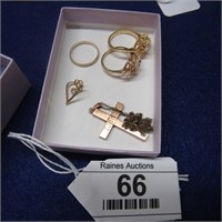 Jewelry- 14K Gold Band-10K Cross & 2 GP Opal Rings