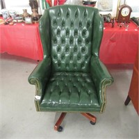 Green Leather Button Back Executives Chair