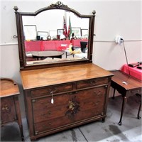 Berkey & Gay Walnut Dresser w/Floral Accents