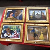 4 Framed Disney Beauty & The Beast Prints