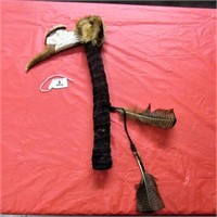 Indian Style Bird Hatchet w/Carved Horn