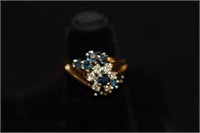 14kt yellow gold Ladies Diamond & Sapphire Ring